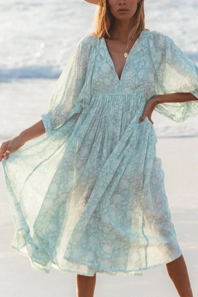 CASUAL FASHION BEACH HOLIDAY FLORAL LONG DRESS_CWDMD1352