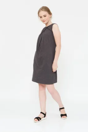 Chara Overlap Dark Grey Sleeveless Nursing Dress