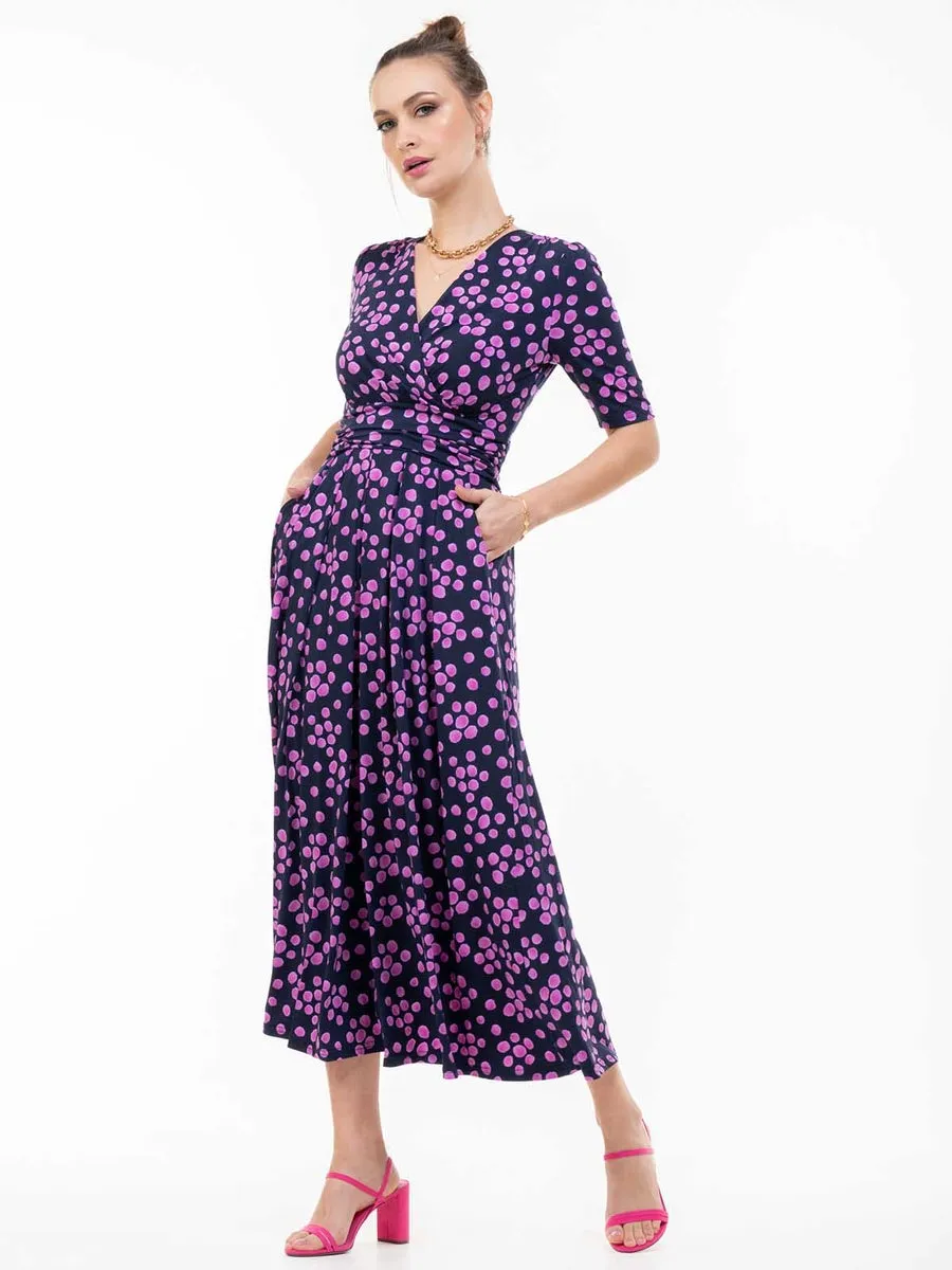 Coleen Wrap Maxi Dress | Navy Spot