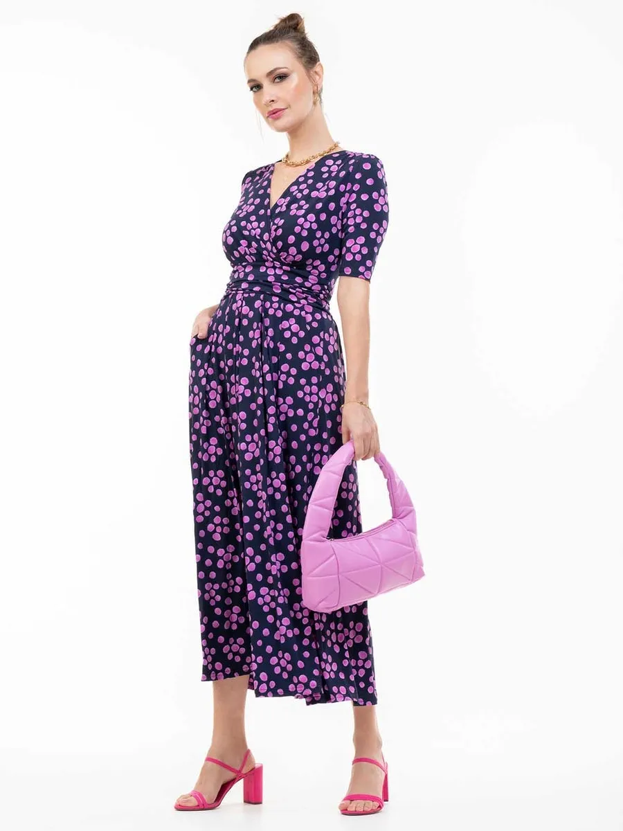 Coleen Wrap Maxi Dress | Navy Spot