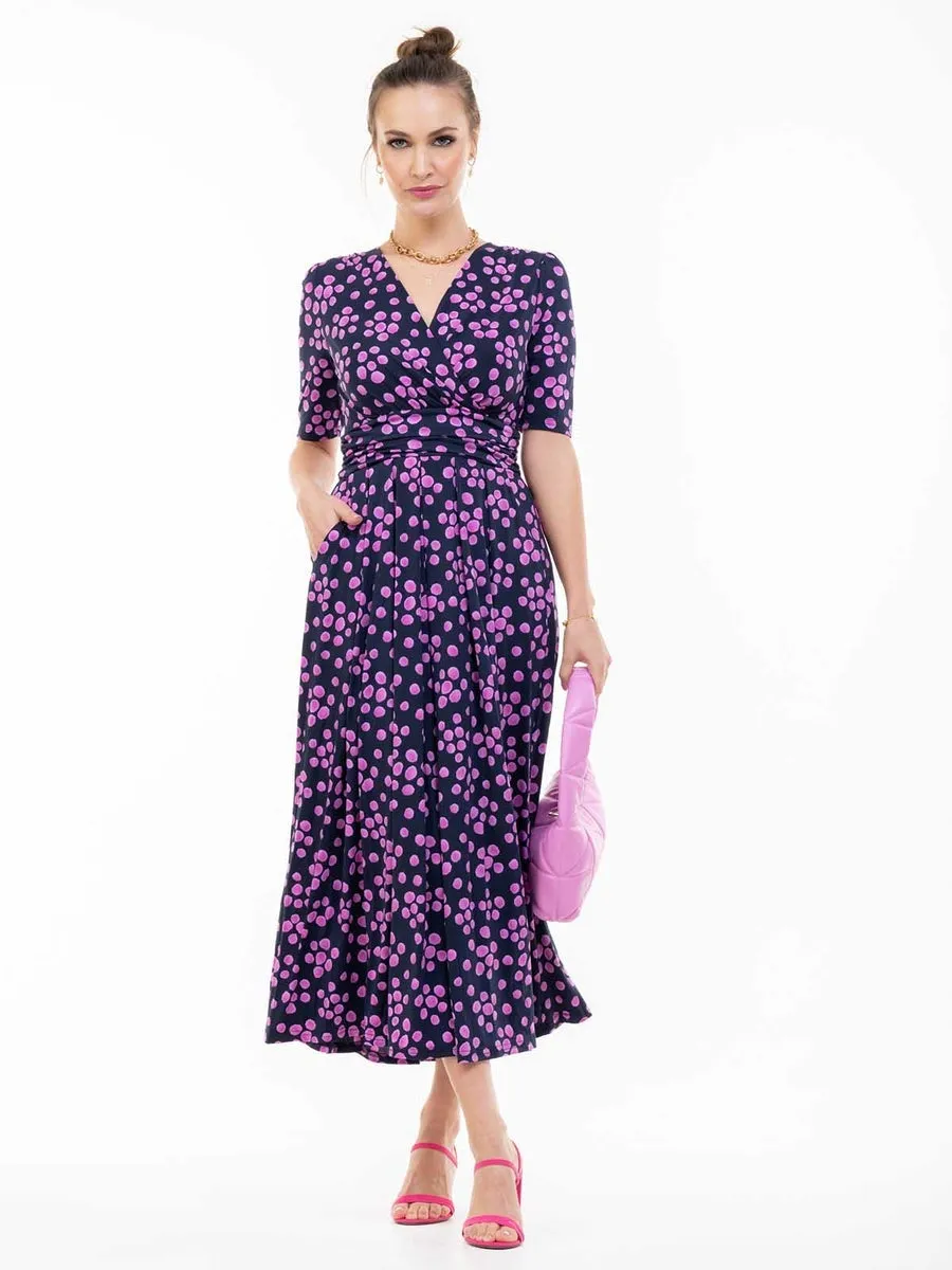 Coleen Wrap Maxi Dress | Navy Spot