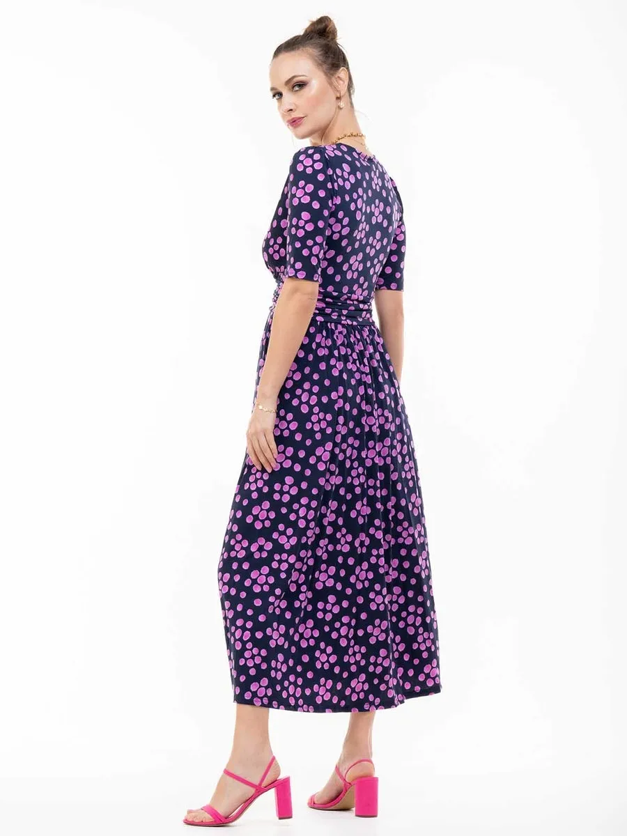 Coleen Wrap Maxi Dress | Navy Spot