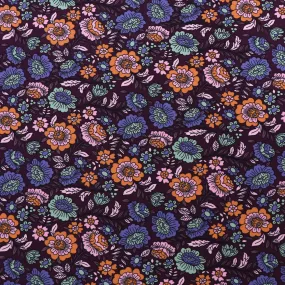 Cotton Jersey - Flower Garden - Purple - END OF BOLT 115cm