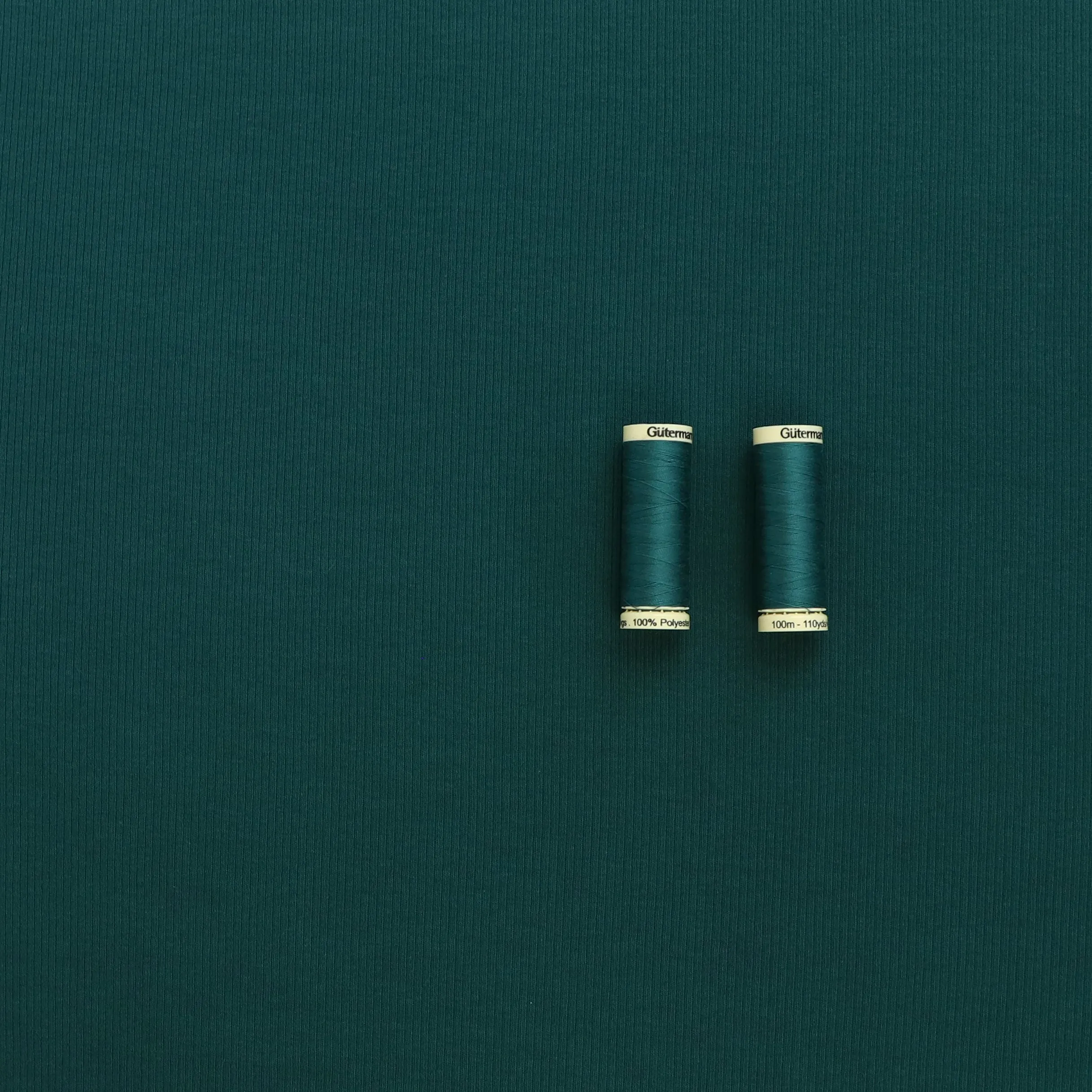 Cotton Narrow Ribbed Jersey - Teal Green