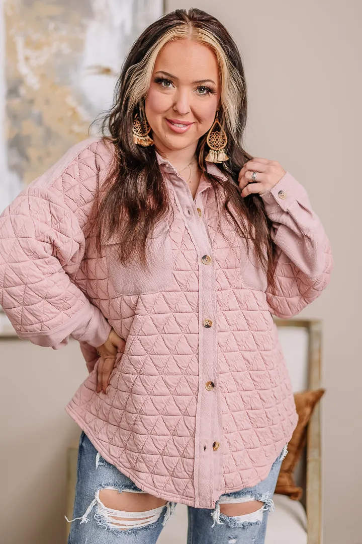 Cozy & Quilted Oversized Jacket | Blush