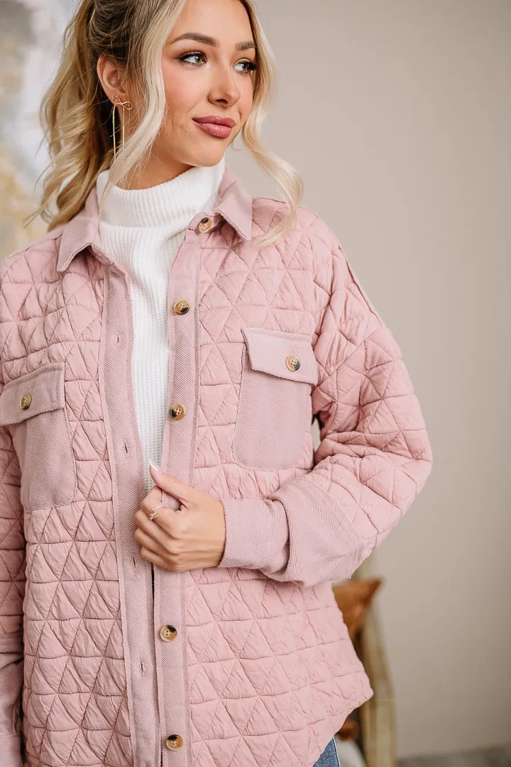 Cozy & Quilted Oversized Jacket | Blush