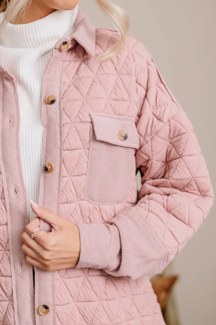 Cozy & Quilted Oversized Jacket | Blush