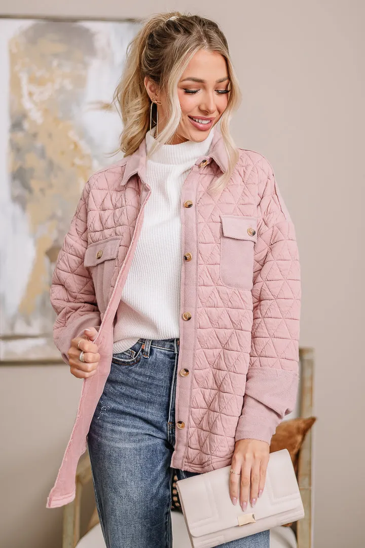 Cozy & Quilted Oversized Jacket | Blush