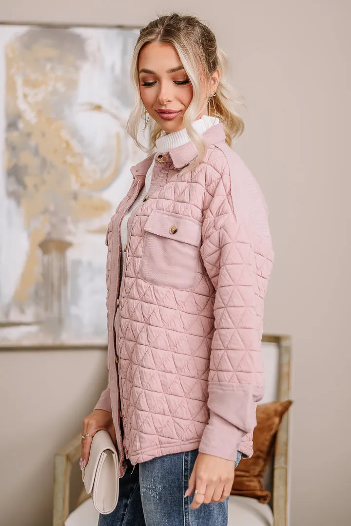 Cozy & Quilted Oversized Jacket | Blush