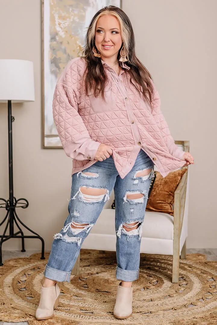 Cozy & Quilted Oversized Jacket | Blush