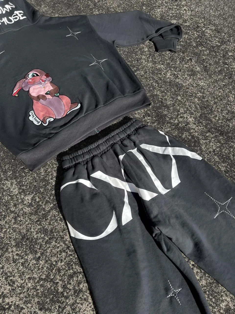 CREATURES IN THE CLUB: BLESSED BUNZ SWEATPANTS - CHARCOAL LIMITED ED.