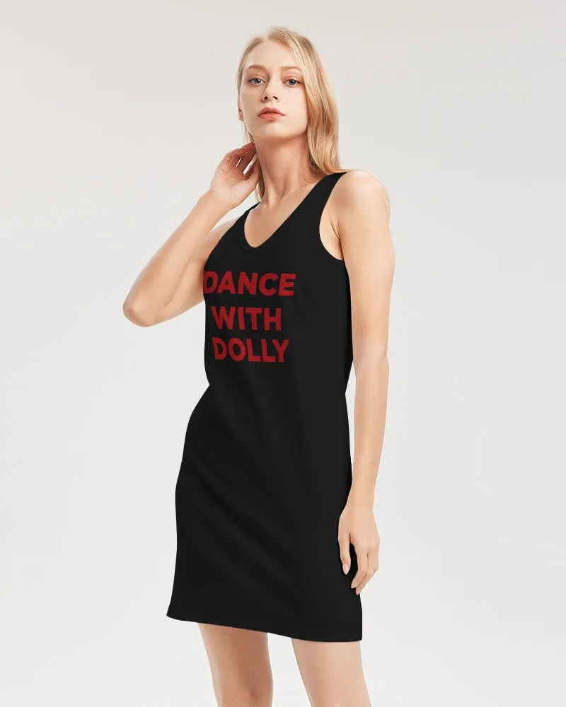 DANCE WITH DOLLY WITH RED BALLERINAS Women's Rib Knit V Neck Mini Dress