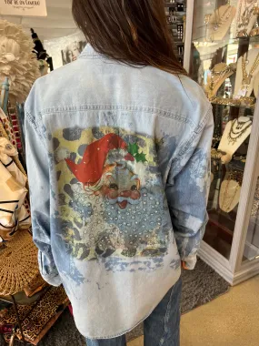 Denim Santa Long Sleeve Top