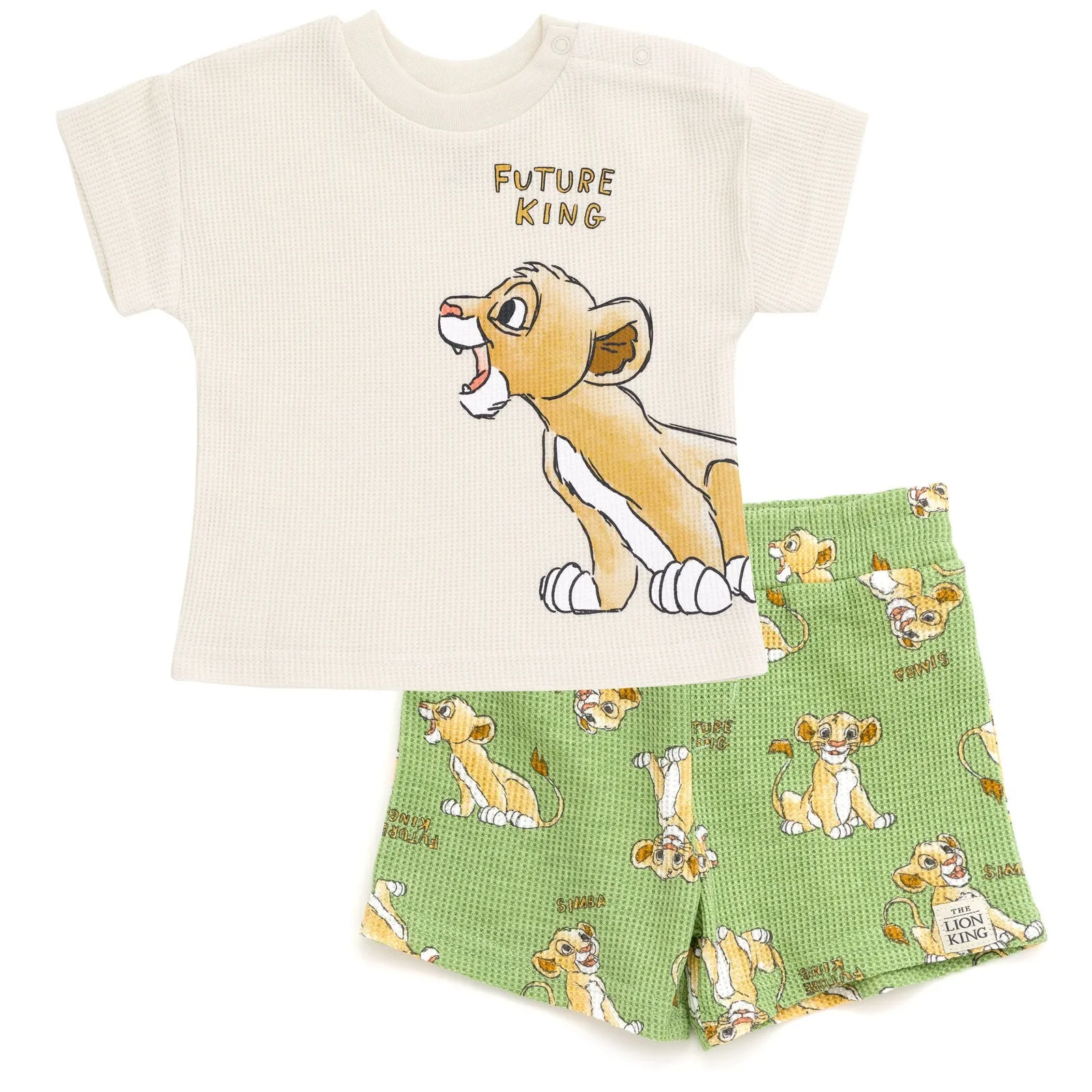 Disney Lion King Simba Waffle Knit T-Shirt Shorts Outfit Set