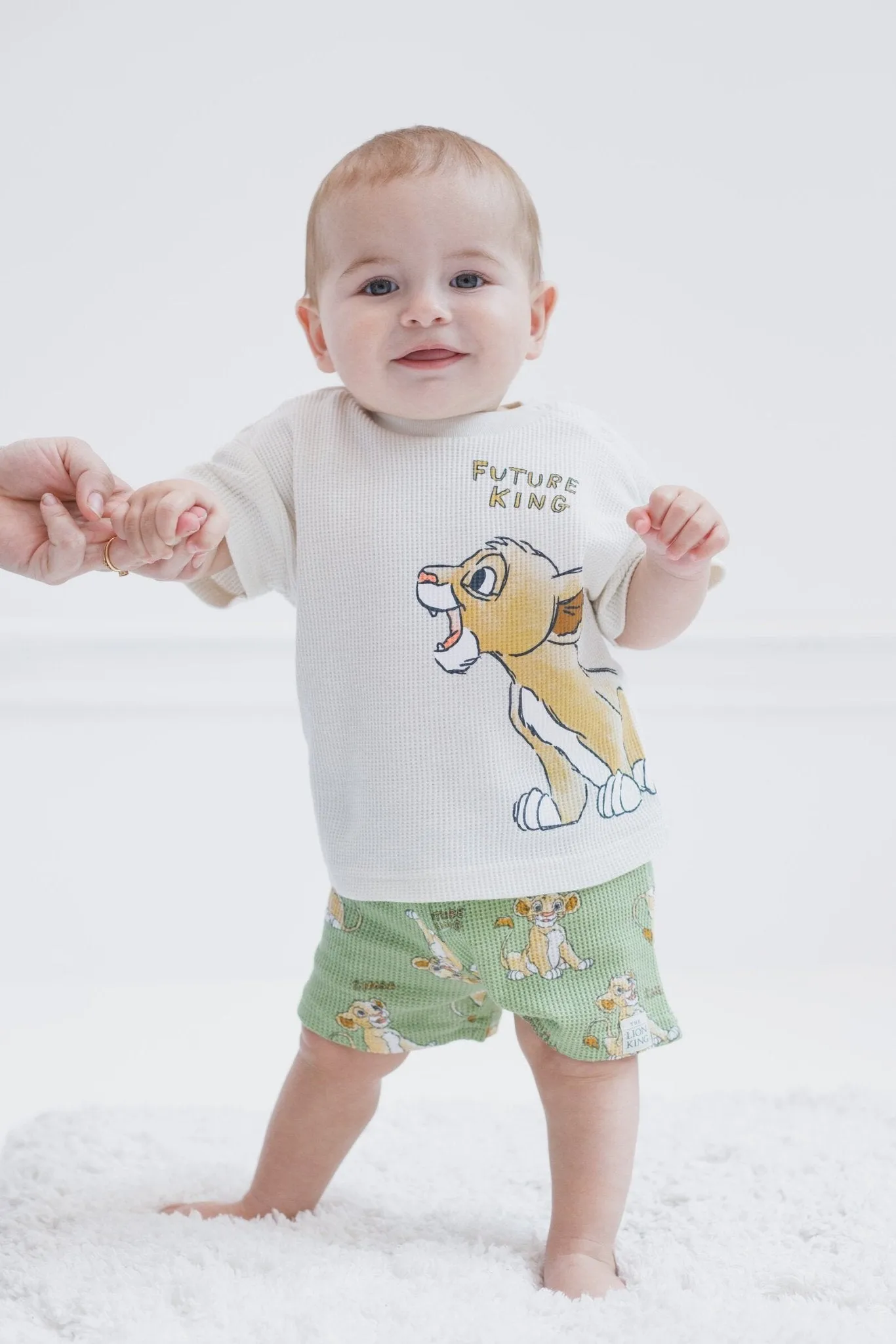 Disney Lion King Simba Waffle Knit T-Shirt Shorts Outfit Set