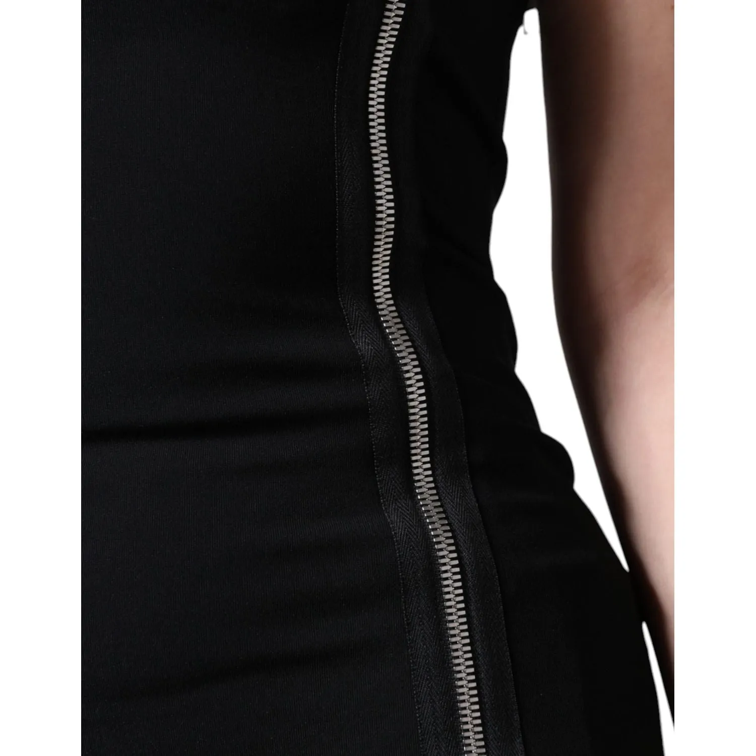 Dolce & Gabbana Black Zipper Bodycon Sheath Midi Dress