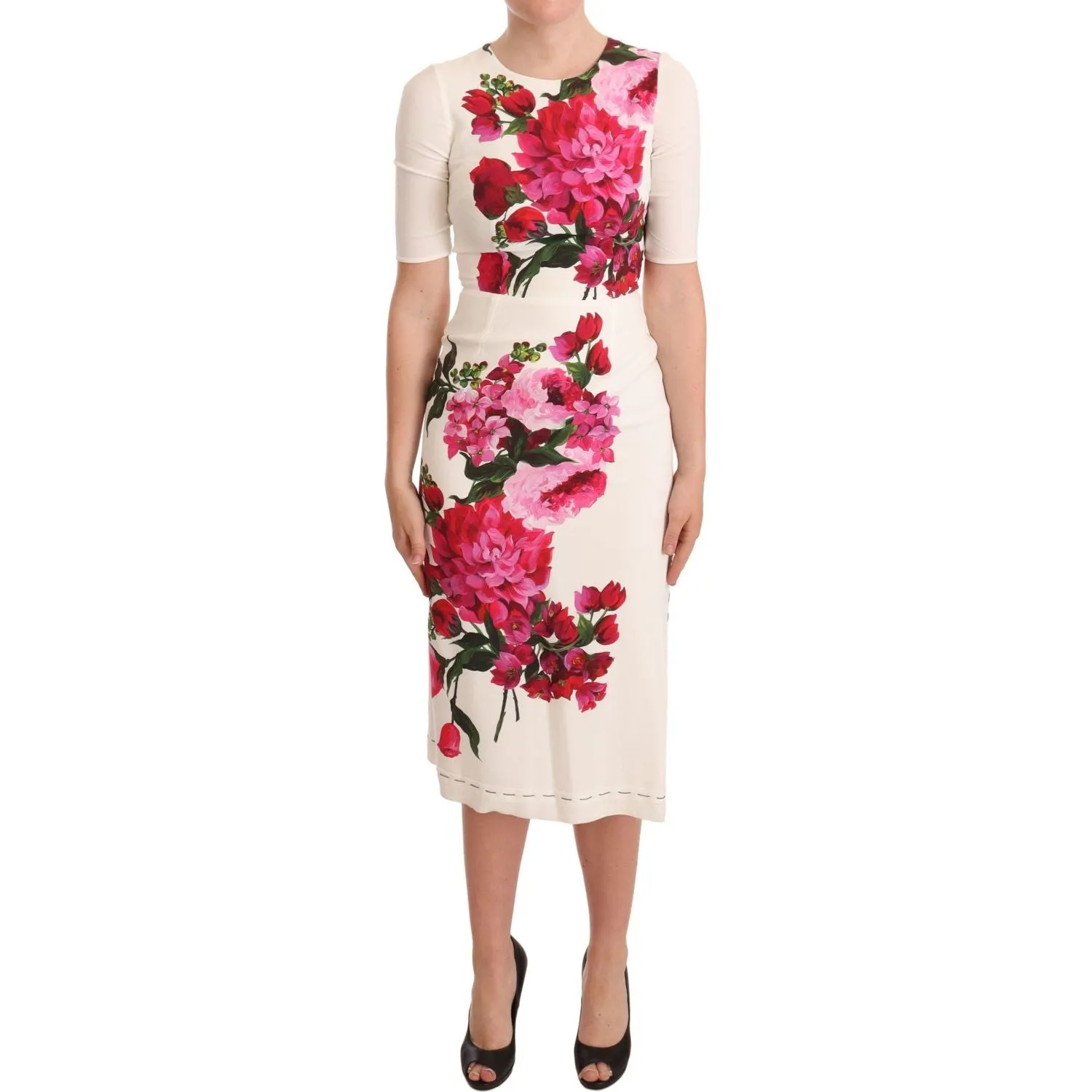 Dolce & Gabbana Elegant Floral Midi Bodycon Dress