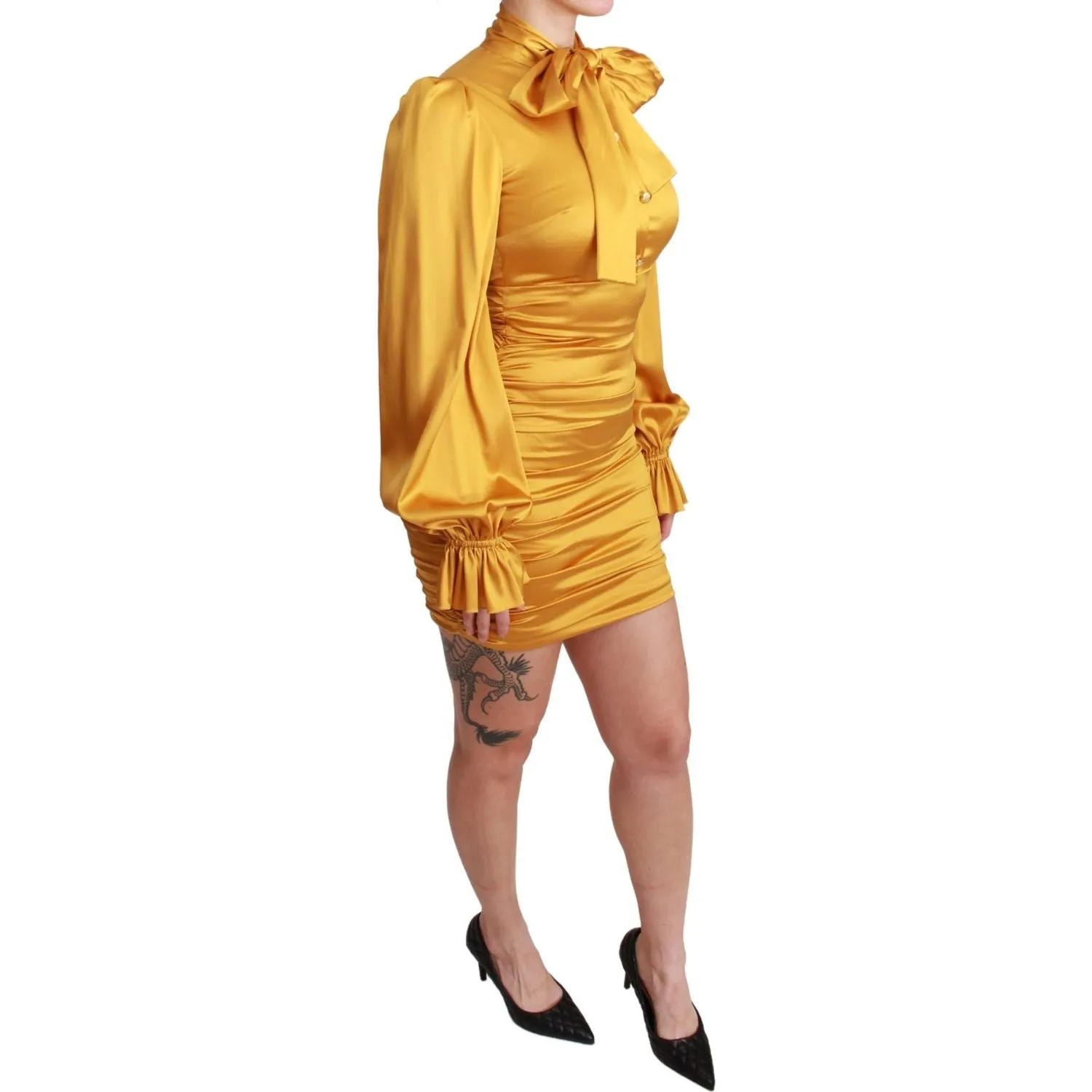 Dolce & Gabbana Radiant Yellow Silk Bodycon Mini Dress