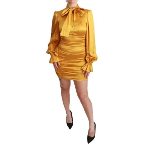 Dolce & Gabbana Radiant Yellow Silk Bodycon Mini Dress