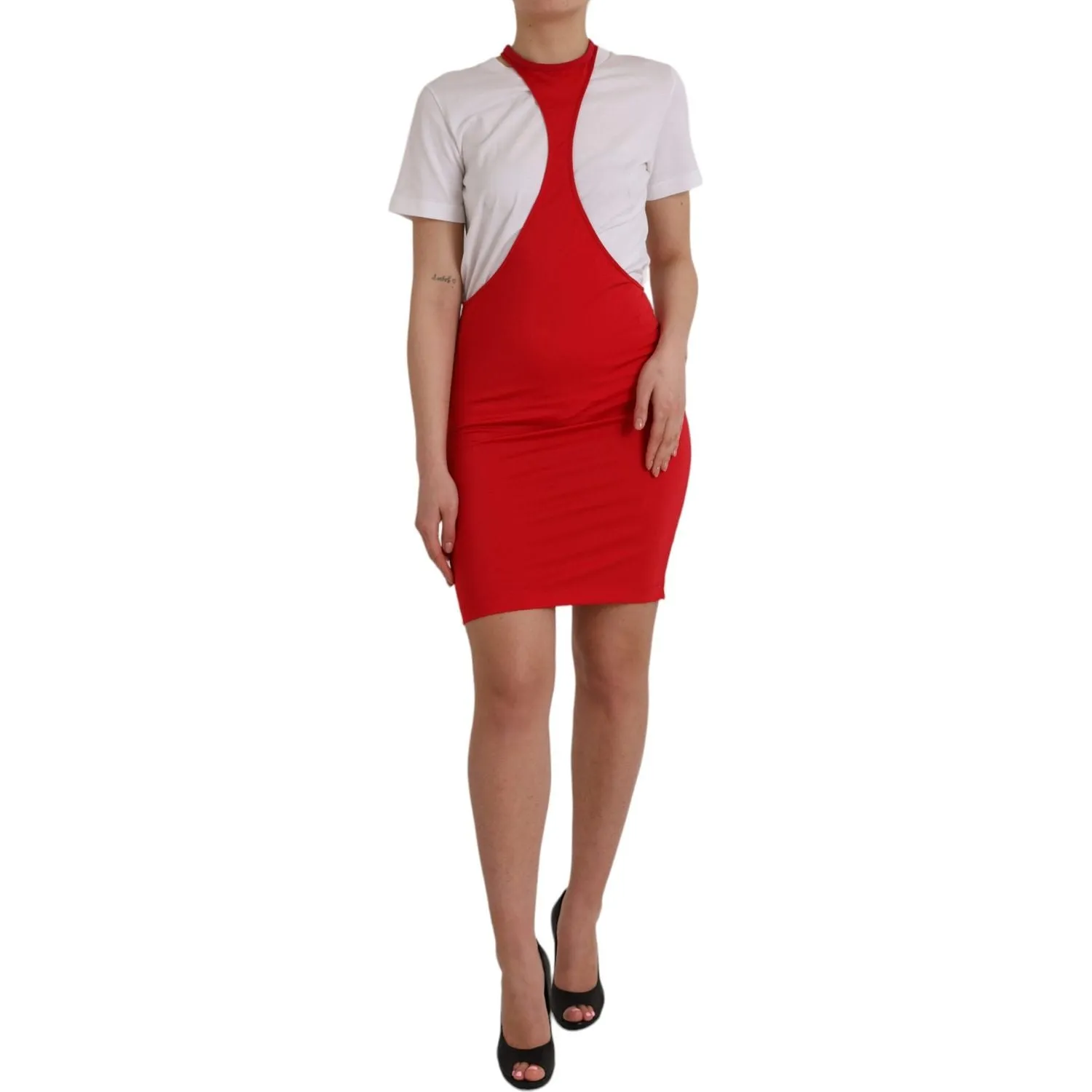 Dolce & Gabbana Red Nylon Stretch Bodycon Sheath Mini Dress