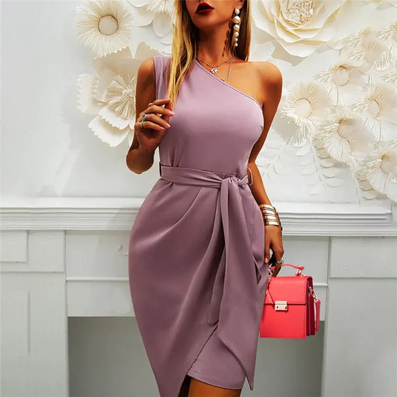 DressBetty - Sexy Off Shoulder Slash Neck Asymmetrical Bodycon Mini Dress