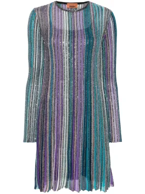 DS24WG2E Long sleeve dress in lamé pleated knit