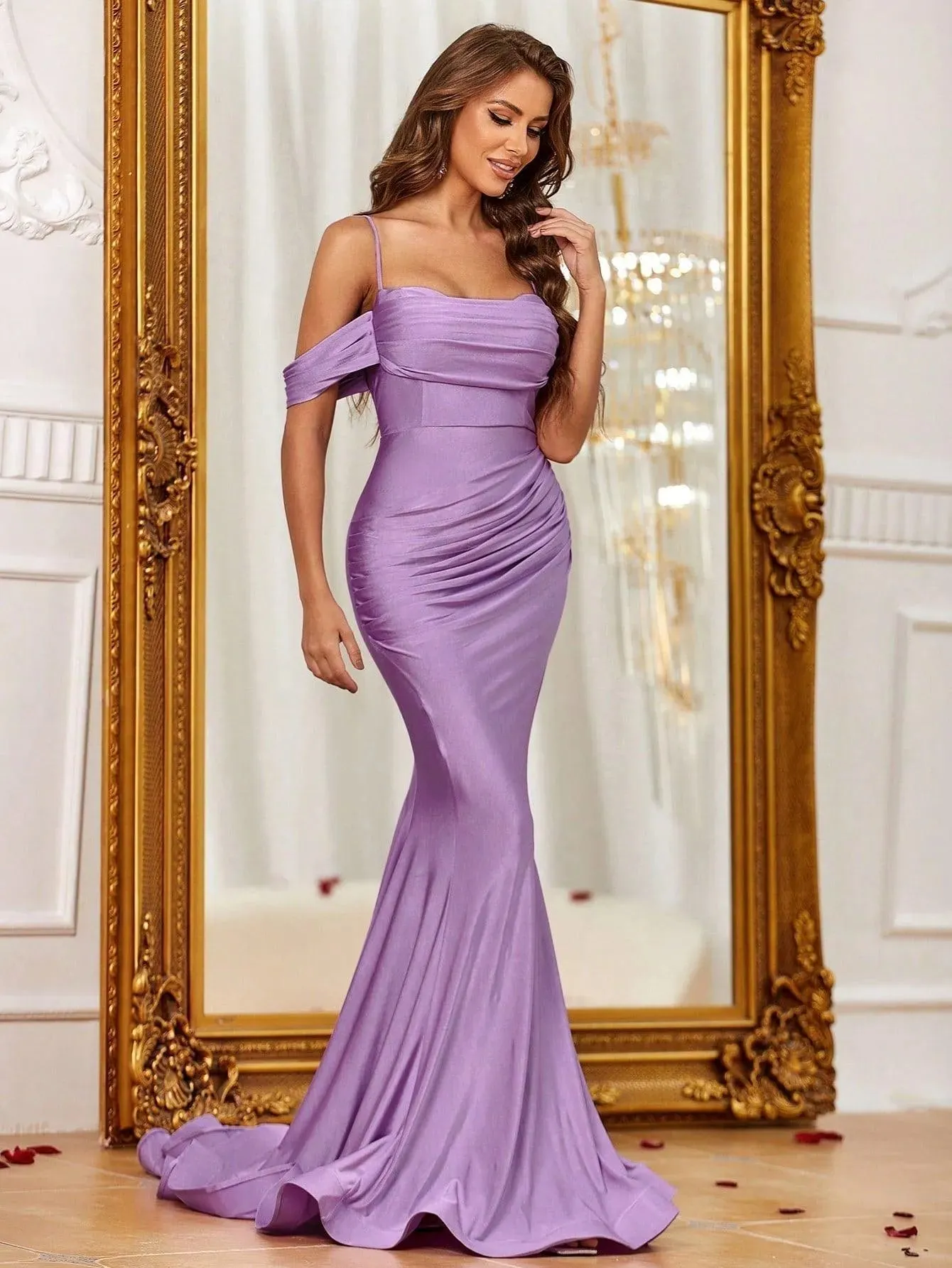 Elegant Spaghetti Strap Backless Mermaid Prom Dress