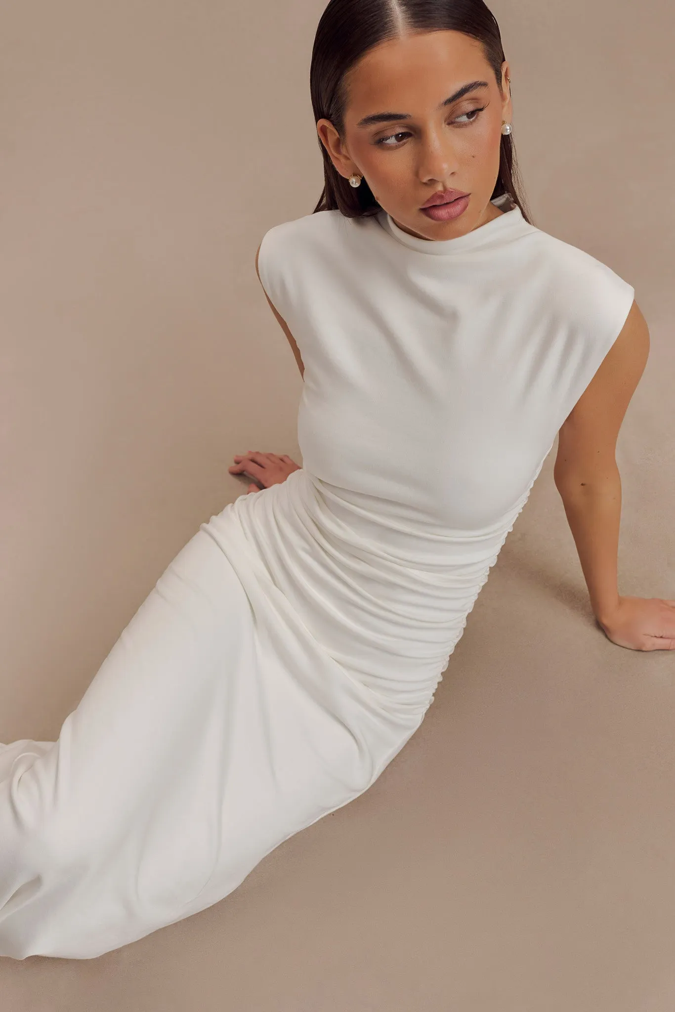 Elliot High Neck Sleeveless Maxi Dress - White