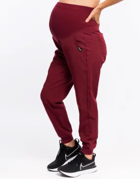 Essential Maternity Jogger Scrub Pants - Cordorvan Red