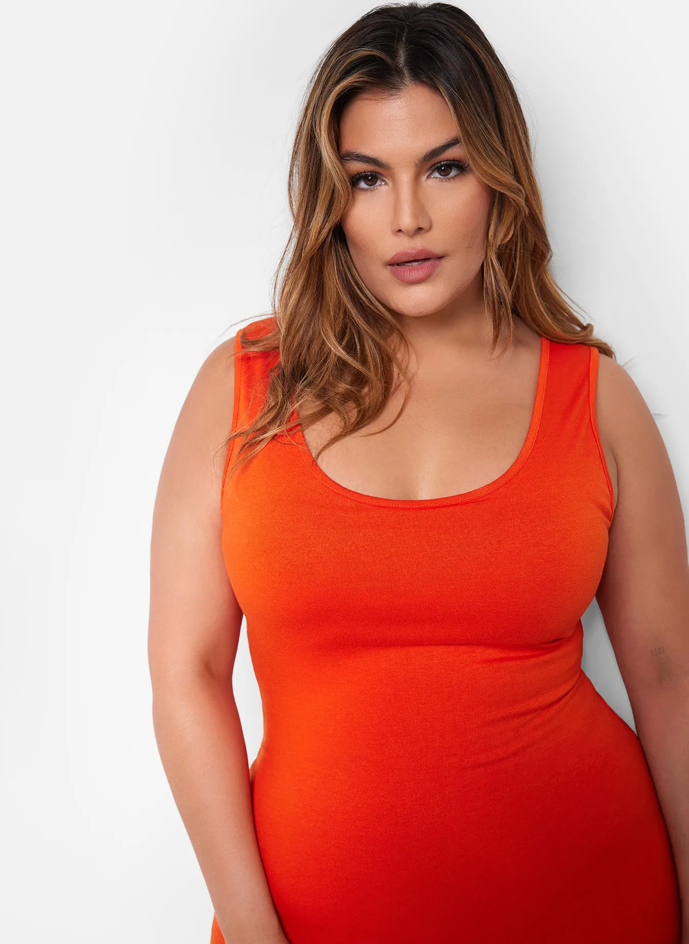 Essential Tank Maxi Bodycon Dress - Orange