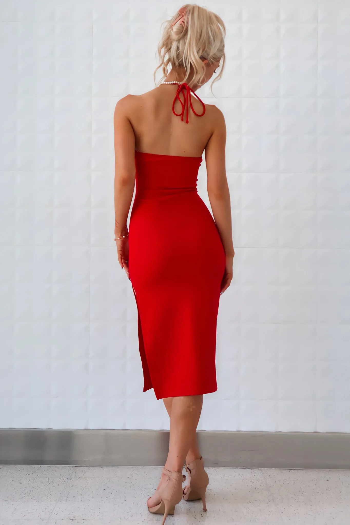 Ezra Midi Dress - Red