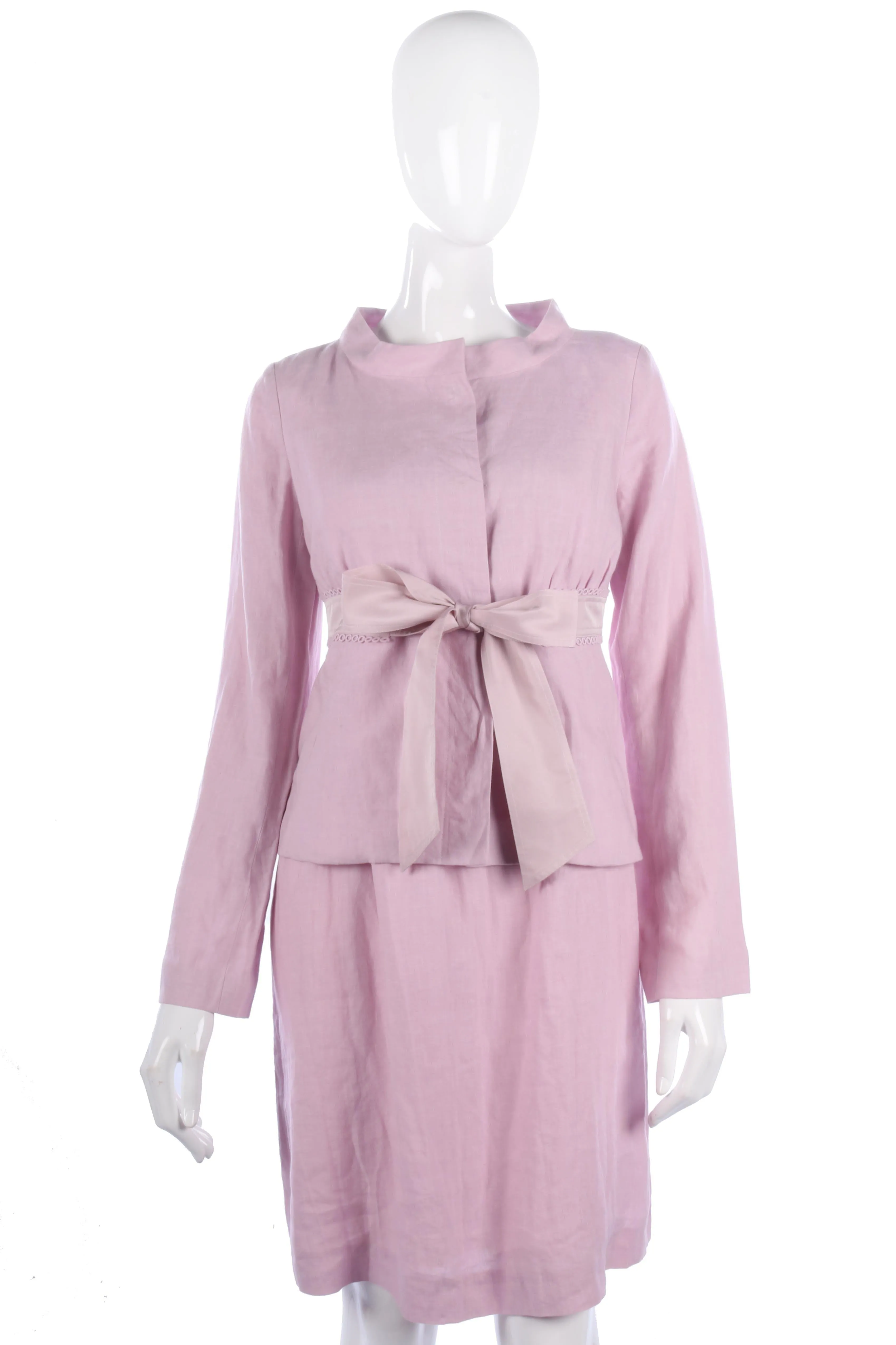 Fabulous Tara Jarmon pink linen and silk dress and jacket size S