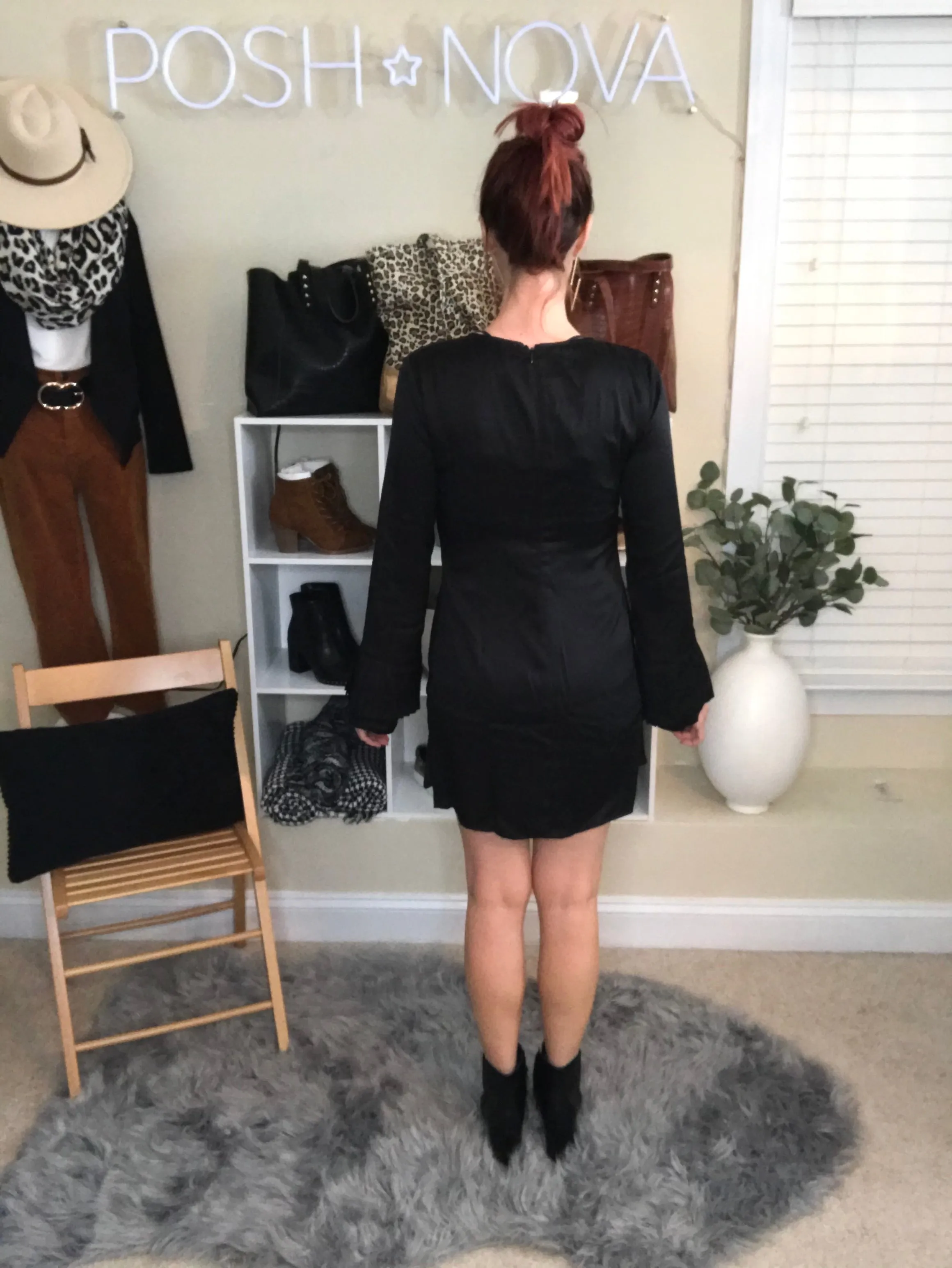 Fancy Frill Black Dress