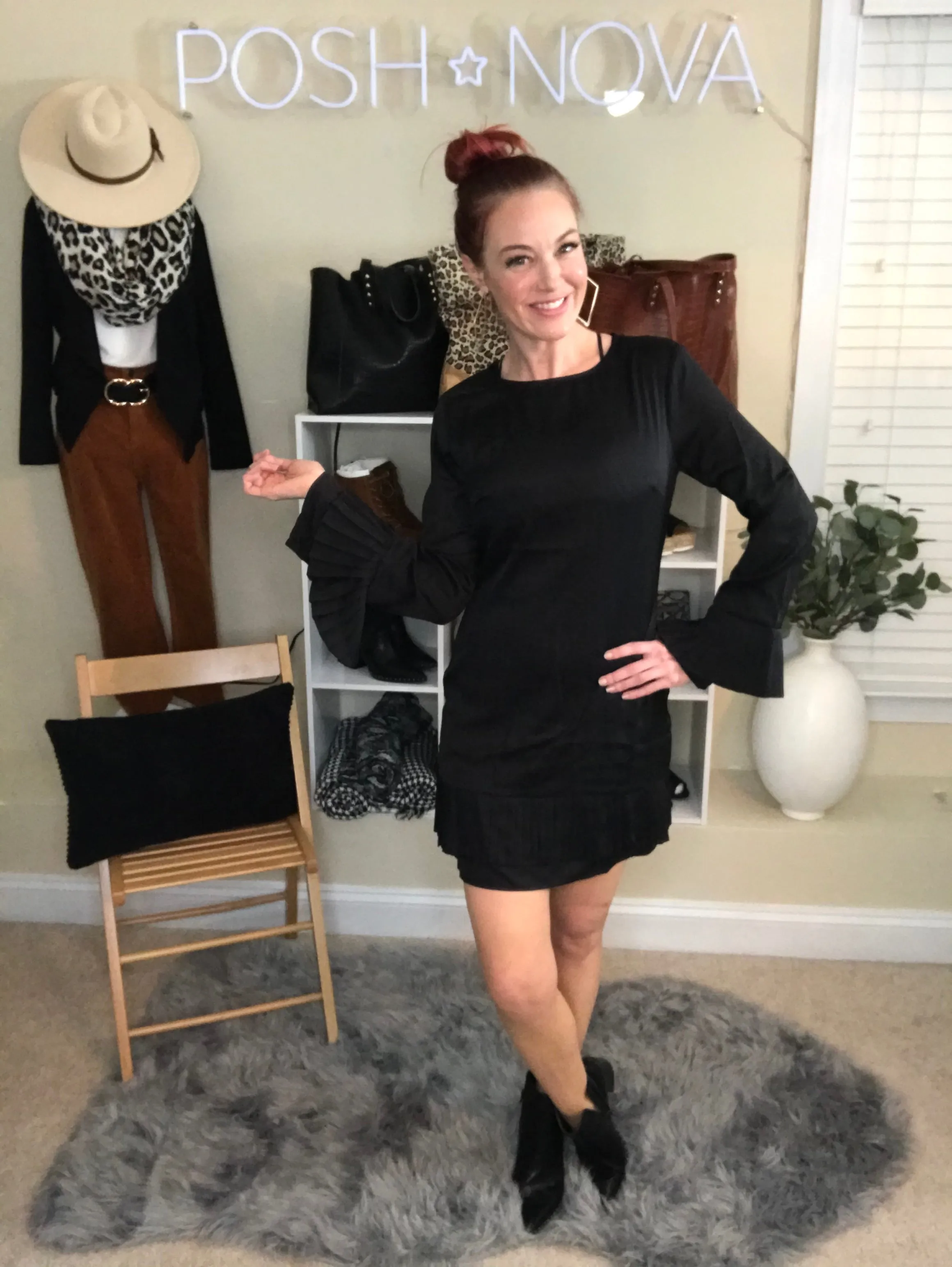 Fancy Frill Black Dress