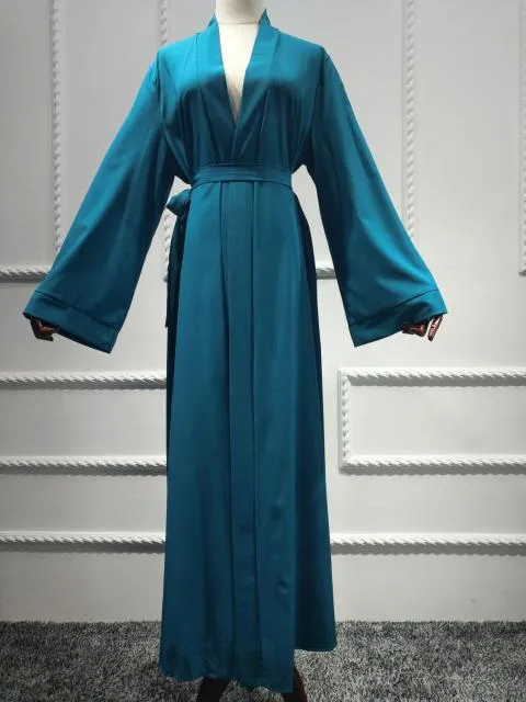 Front Open Belted Waist Abaya Dress