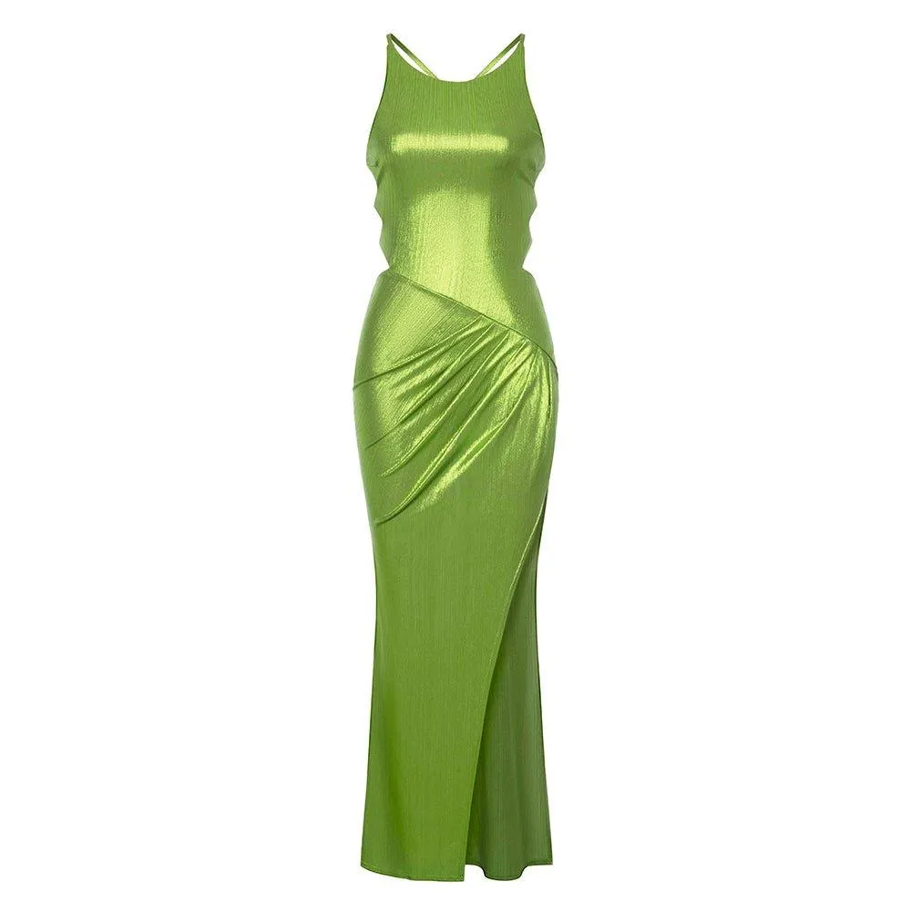 GFIT® Round Neck Sleeveless Side Slit Maxi Bodycon Dress