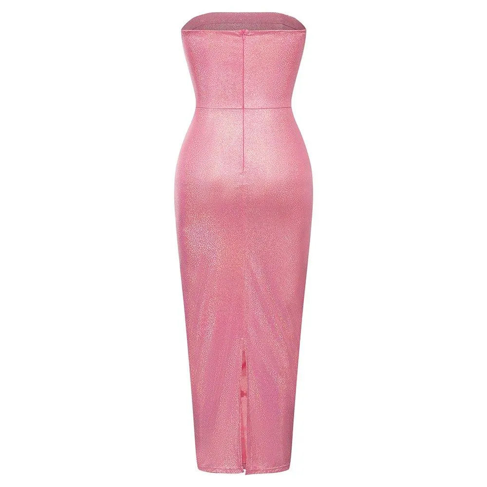 GFIT® Strapless Sleeveless Wrinkled Maxi Bodycon Dress