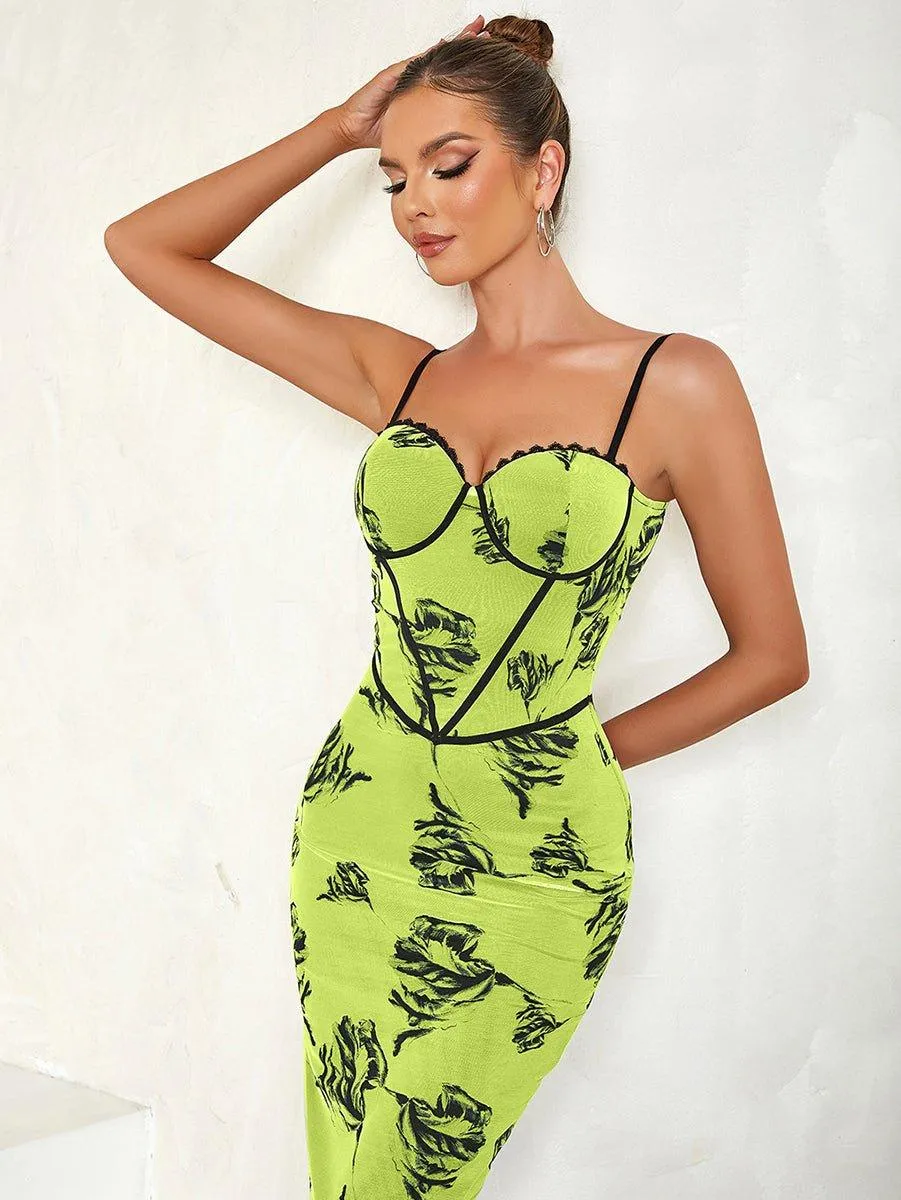 GFIT® Strappy Sleeveless Floral Maxi Bodycon Dress