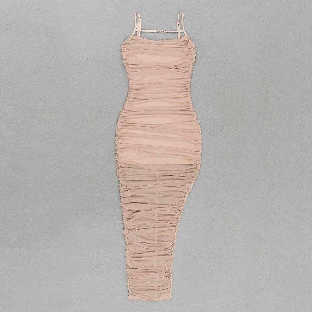 GFIT® Strappy Sleeveless Wrinkled Maxi Bodycon Dress