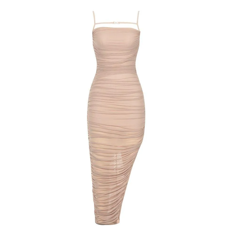 GFIT® Strappy Sleeveless Wrinkled Maxi Bodycon Dress