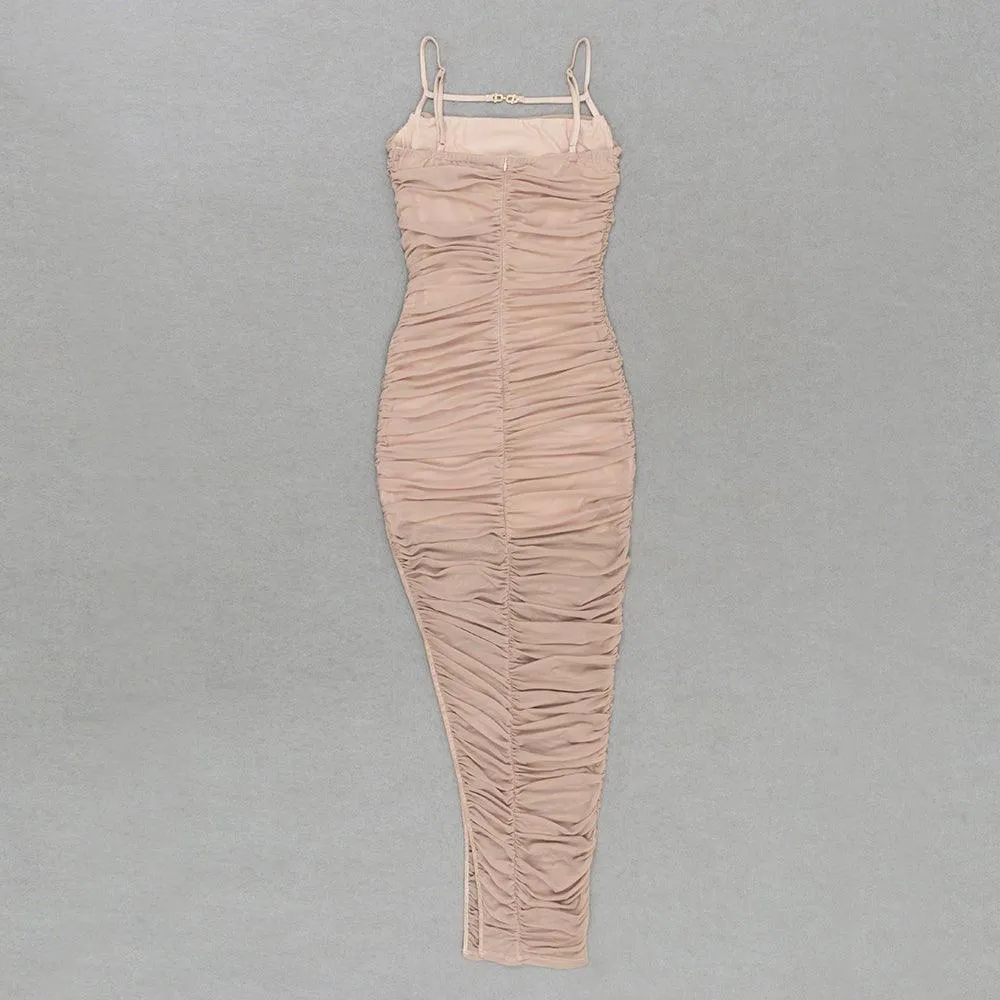 GFIT® Strappy Sleeveless Wrinkled Maxi Bodycon Dress