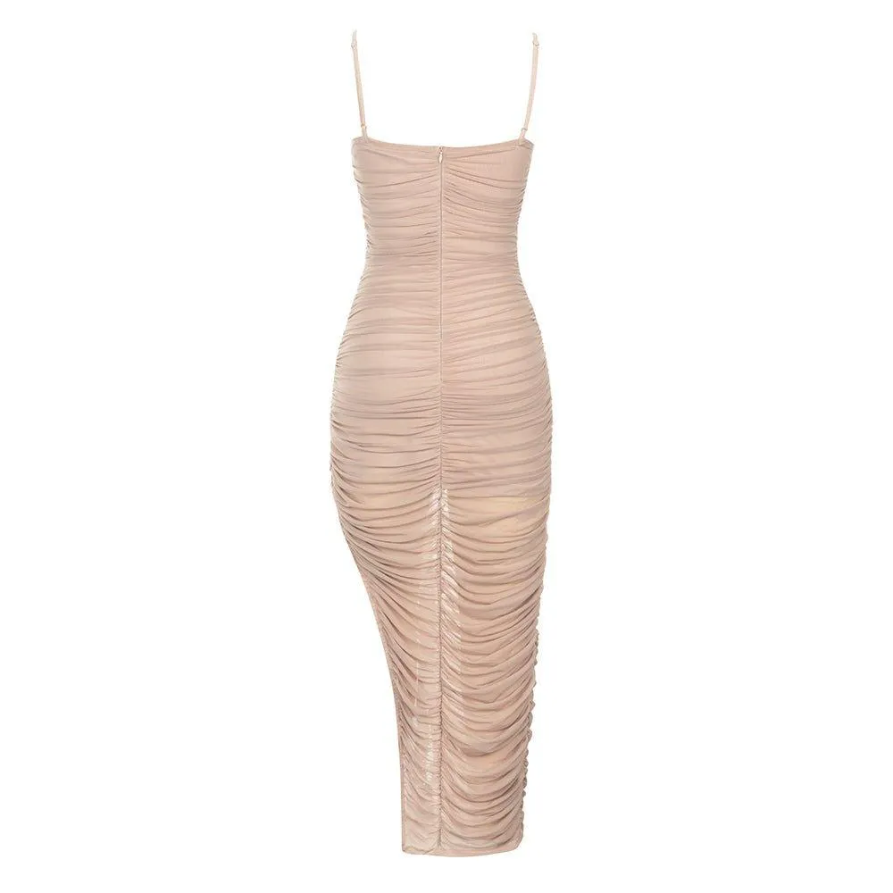 GFIT® Strappy Sleeveless Wrinkled Maxi Bodycon Dress