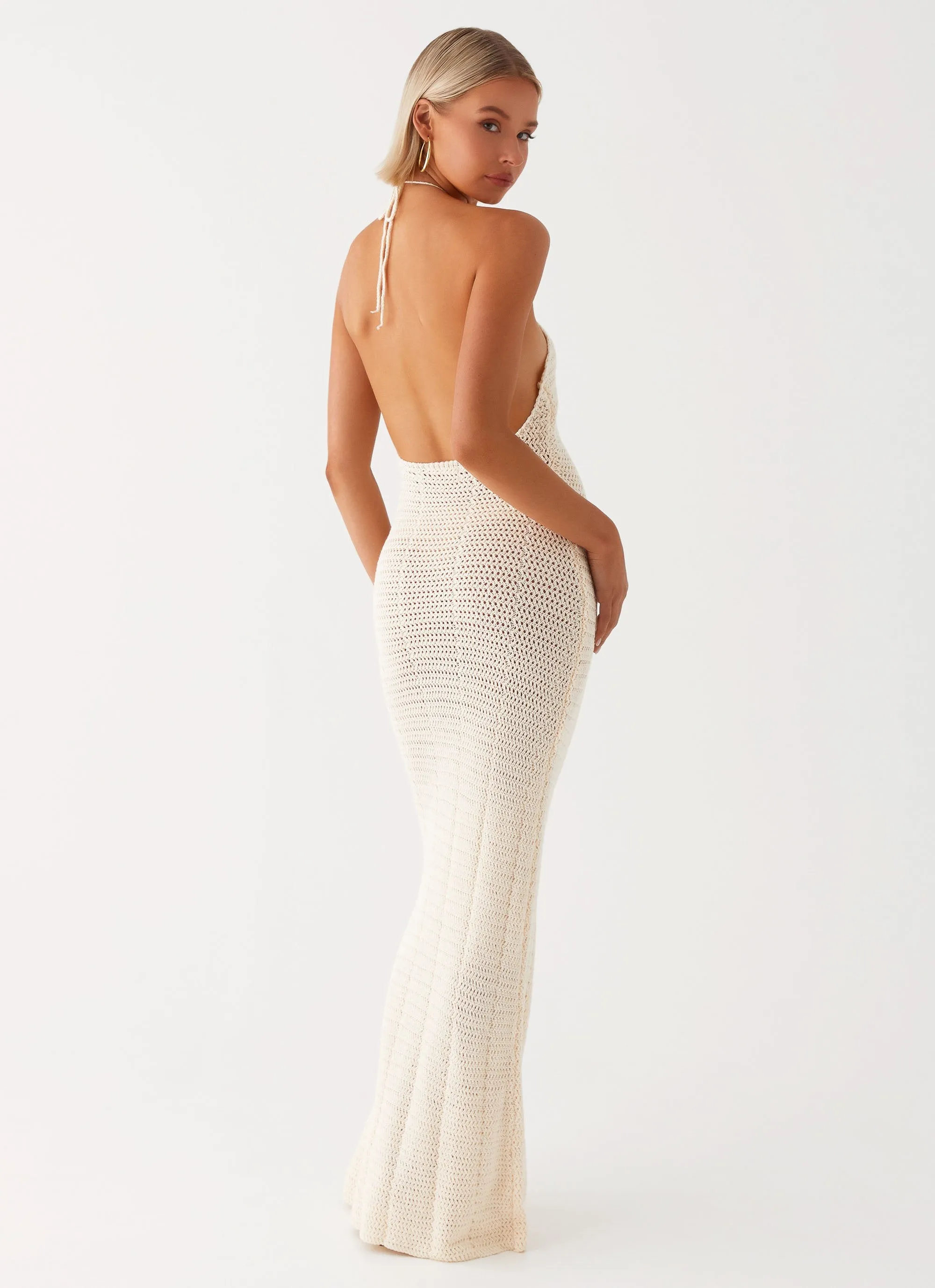 Gia Rose Halter Neck Maxi Dress - Ivory