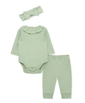 Green Pointelle Bodysuit & Pant Set