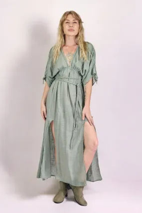 Green Sage Organic Cotton Rope Goddess Maxi Dress