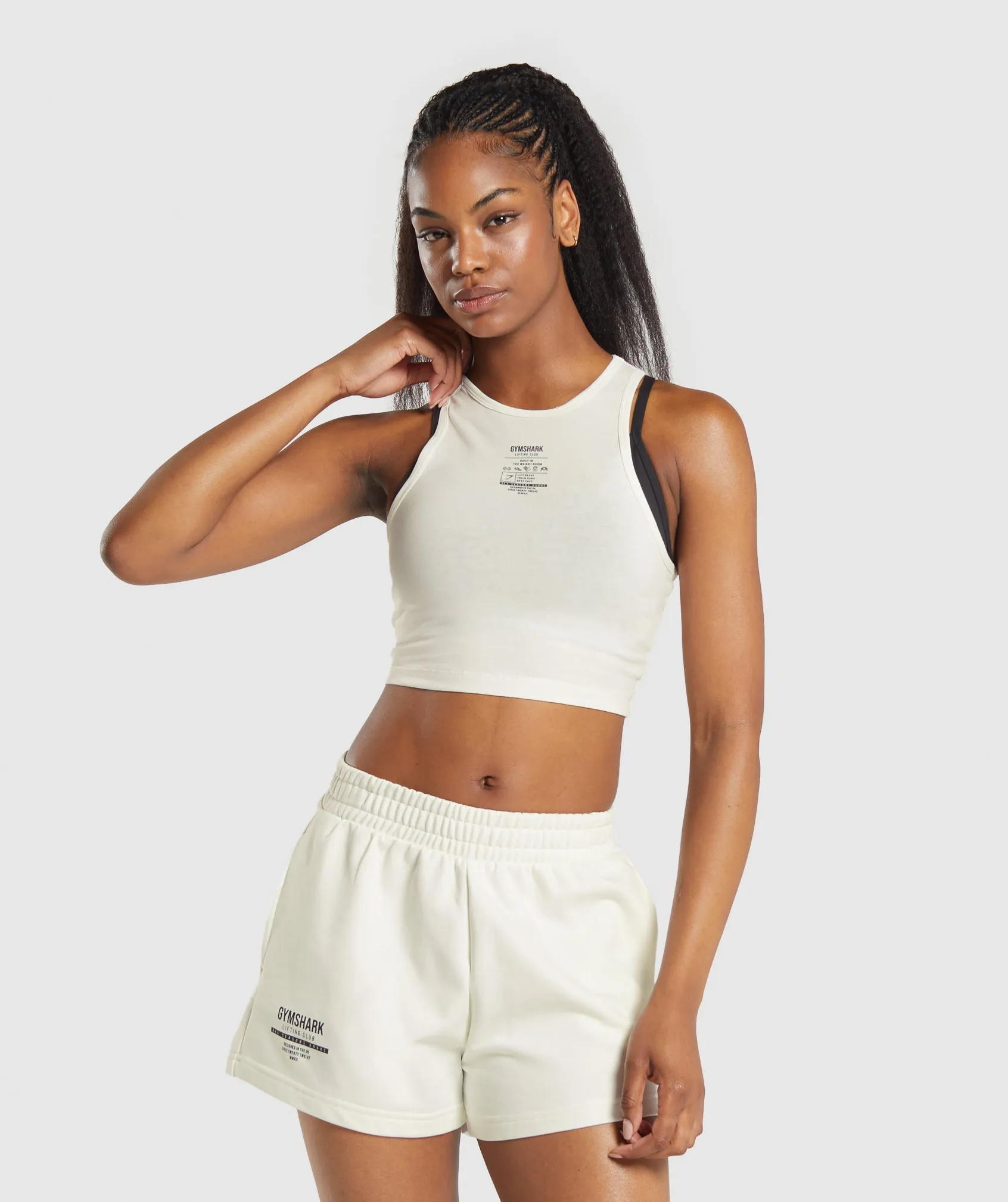 Gymshark Care Label Graphic Cropped Tank - Soft White