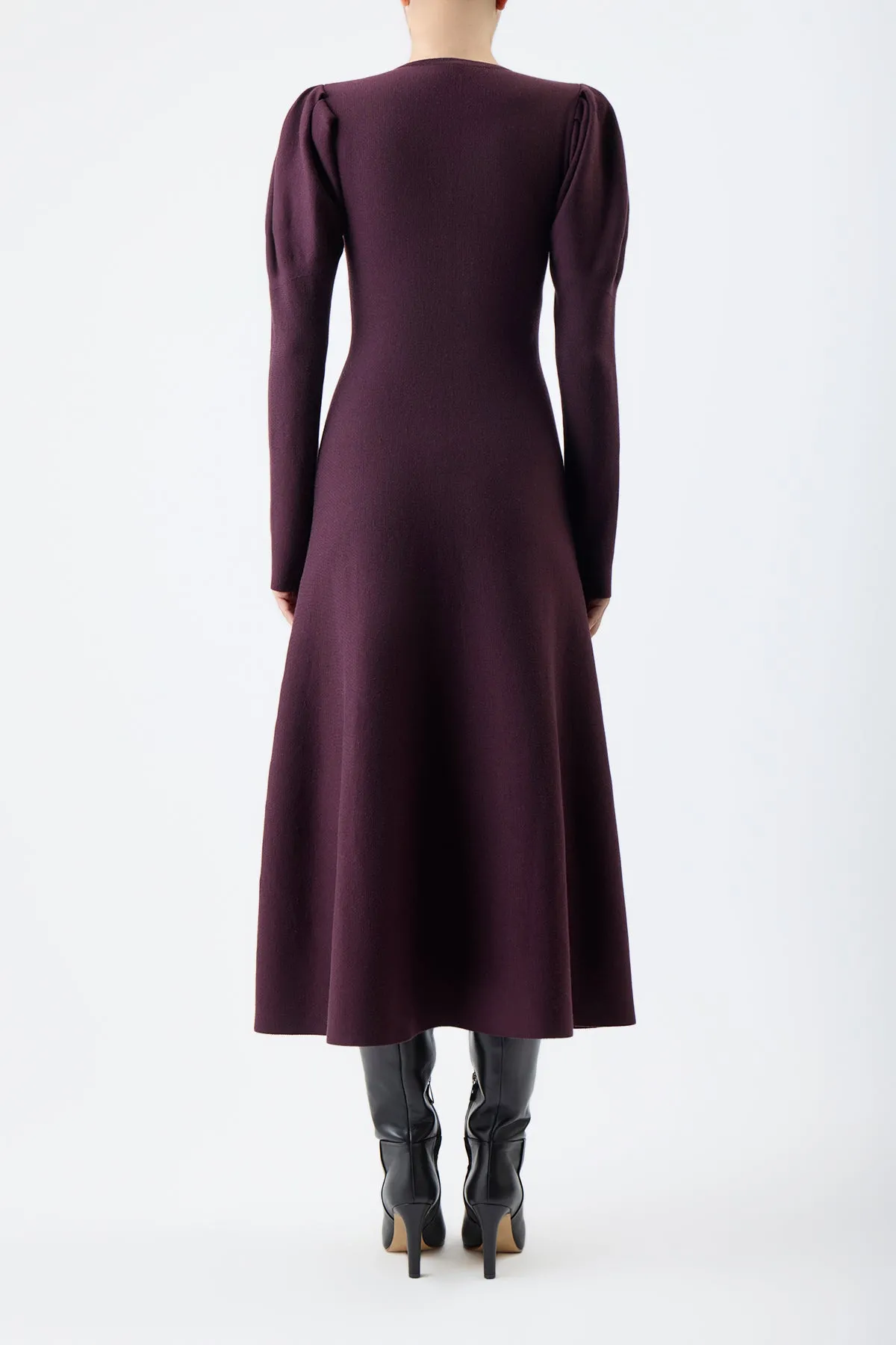 Hannah Knit Maxi Dress in Deep Bordeaux Merino Wool Cashmere