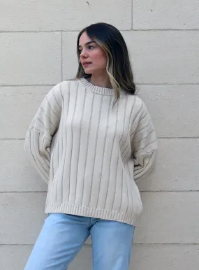 Harper Long Sleeve Rib Knit-CREAM