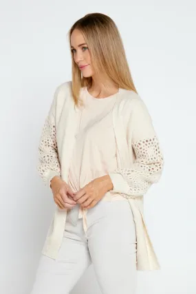 Hayley Wool Blend Knit Cardi - Cream