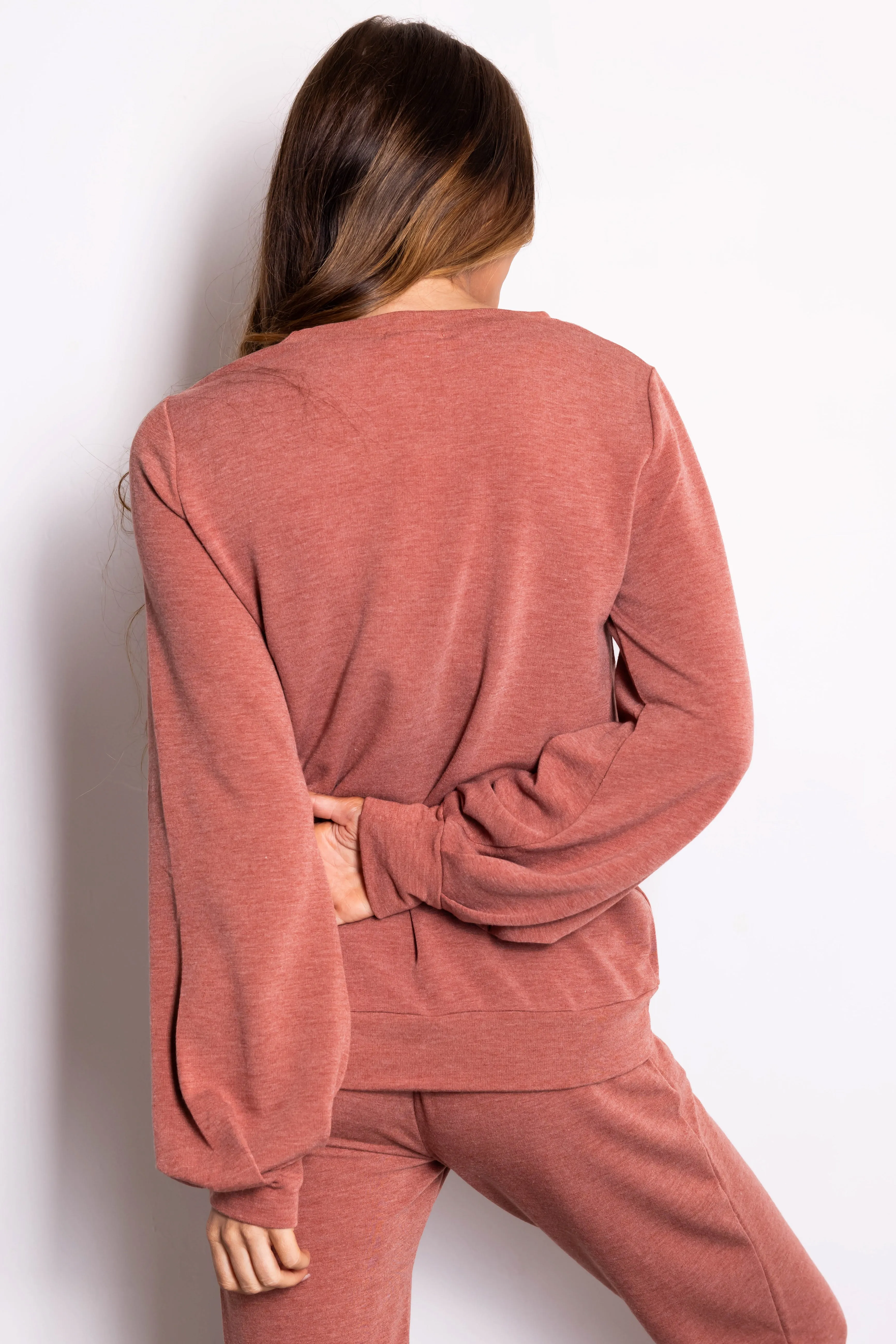 Heathered Rust Soft Knit Lightweight Sweatshirt